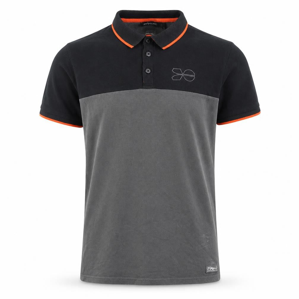 Crosshatch Mens Grey Cotton Polo Size L Collared Button