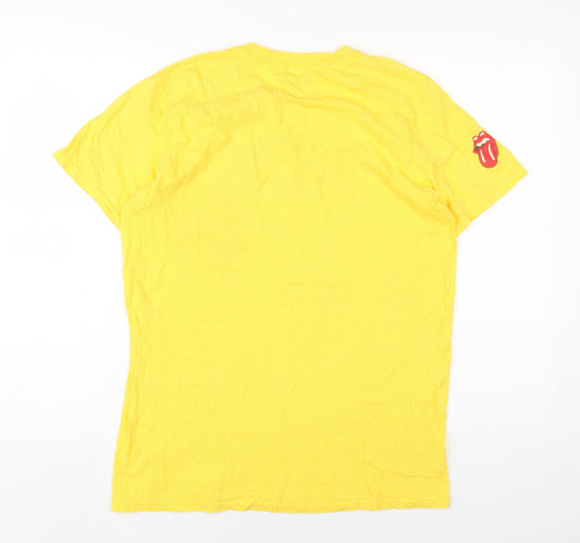 The Rolling Stones Womens Yellow Cotton Basic T-Shirt Size M Round Neck - The Rolling Stones On Air