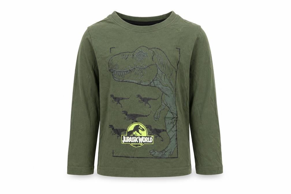 Jurassic World Boys Green Cotton Basic T-Shirt Size 2-3 Years Round Neck Pullover