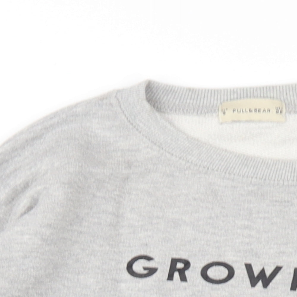 Pull&Bear Womens Grey Cotton Pullover Sweatshirt Size S Pullover - Grown Up