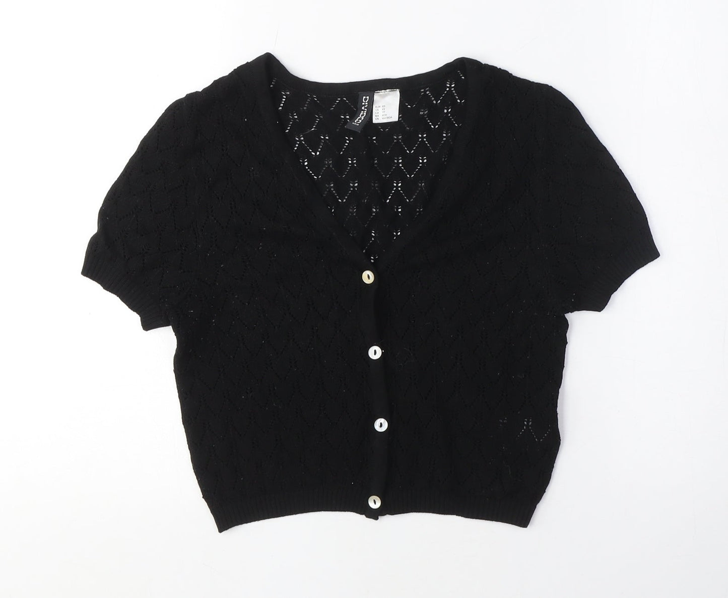Divided Womens Black V-Neck Viscose Cardigan Jumper Size XS