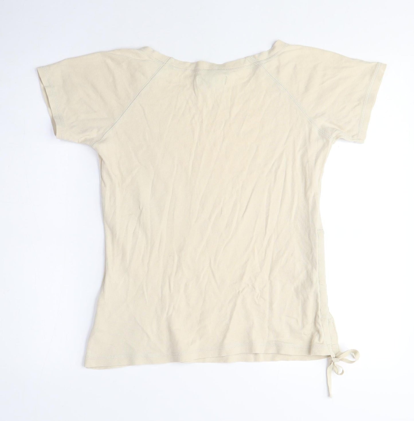JFW Womens Beige Polyester Basic T-Shirt Size M Crew Neck - Flower