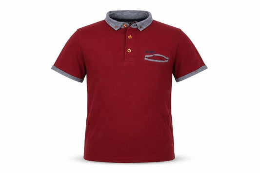 Lee Cooper Boys Red Cotton Basic Polo Size 11-12 Years Collared Button