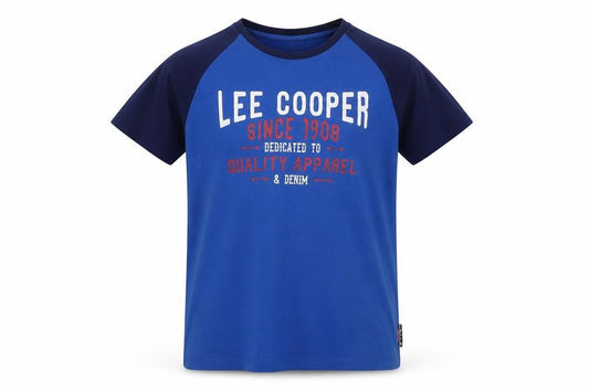 Lee Cooper Boys Blue Cotton Basic T-Shirt Size 13 Years Crew Neck Pullover