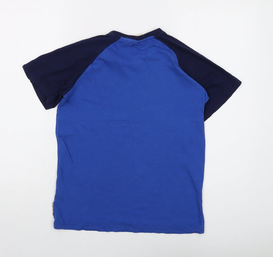 Lee Cooper Boys Blue Cotton Basic T-Shirt Size 13 Years Crew Neck Pullover