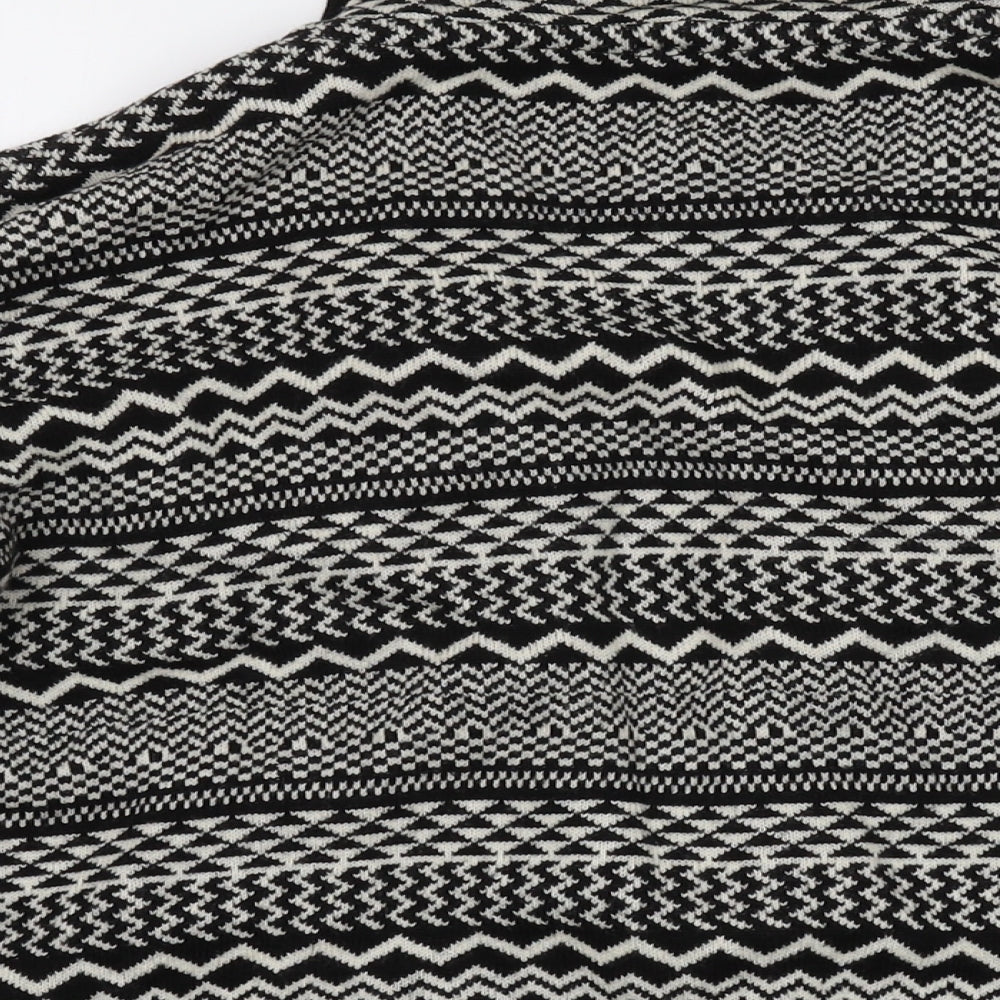 Sweewe Womens Black V-Neck Geometric Acrylic Cardigan Jumper Size M