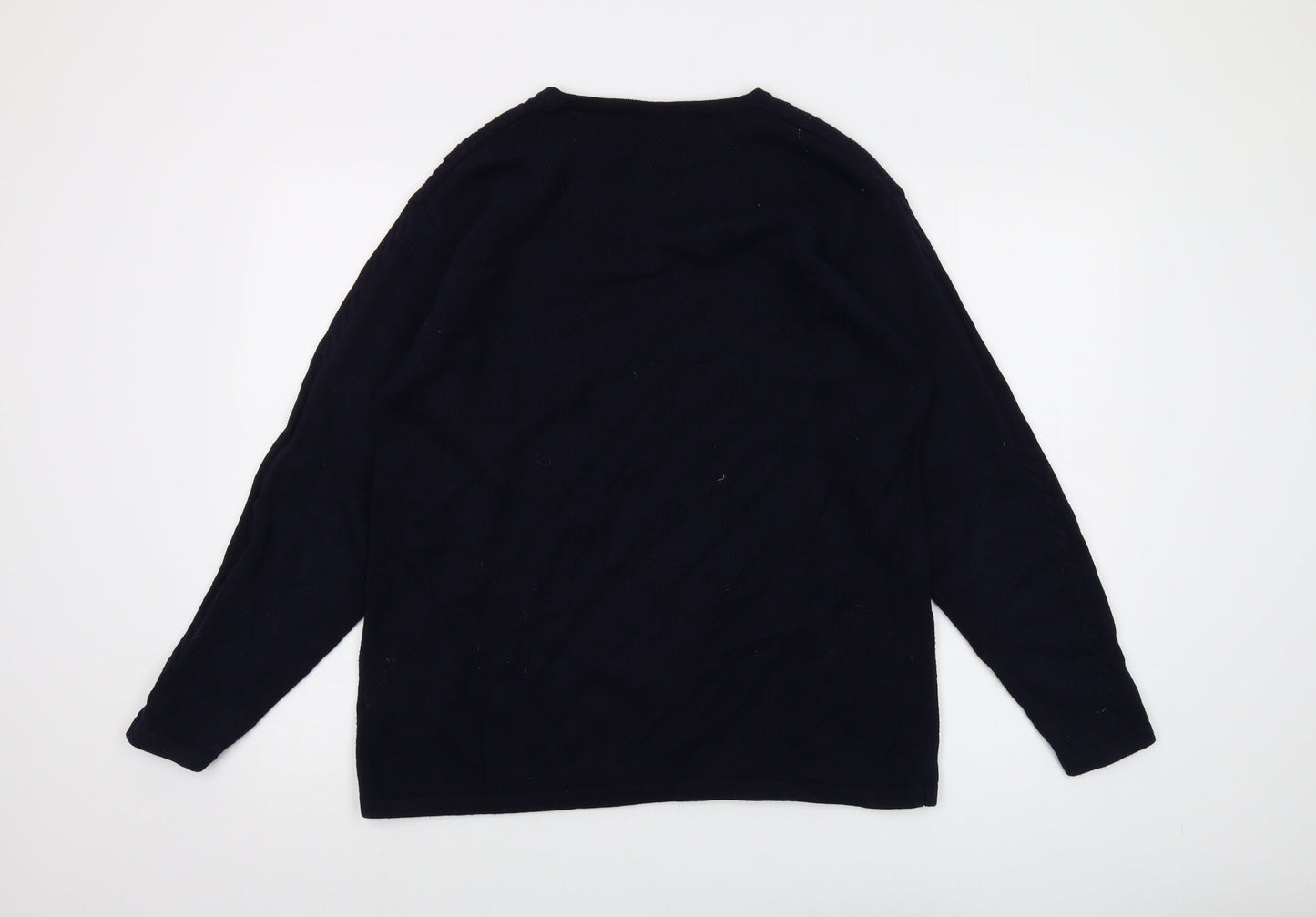 Jumper Womens Blue Crew Neck Cotton Pullover Jumper Size L