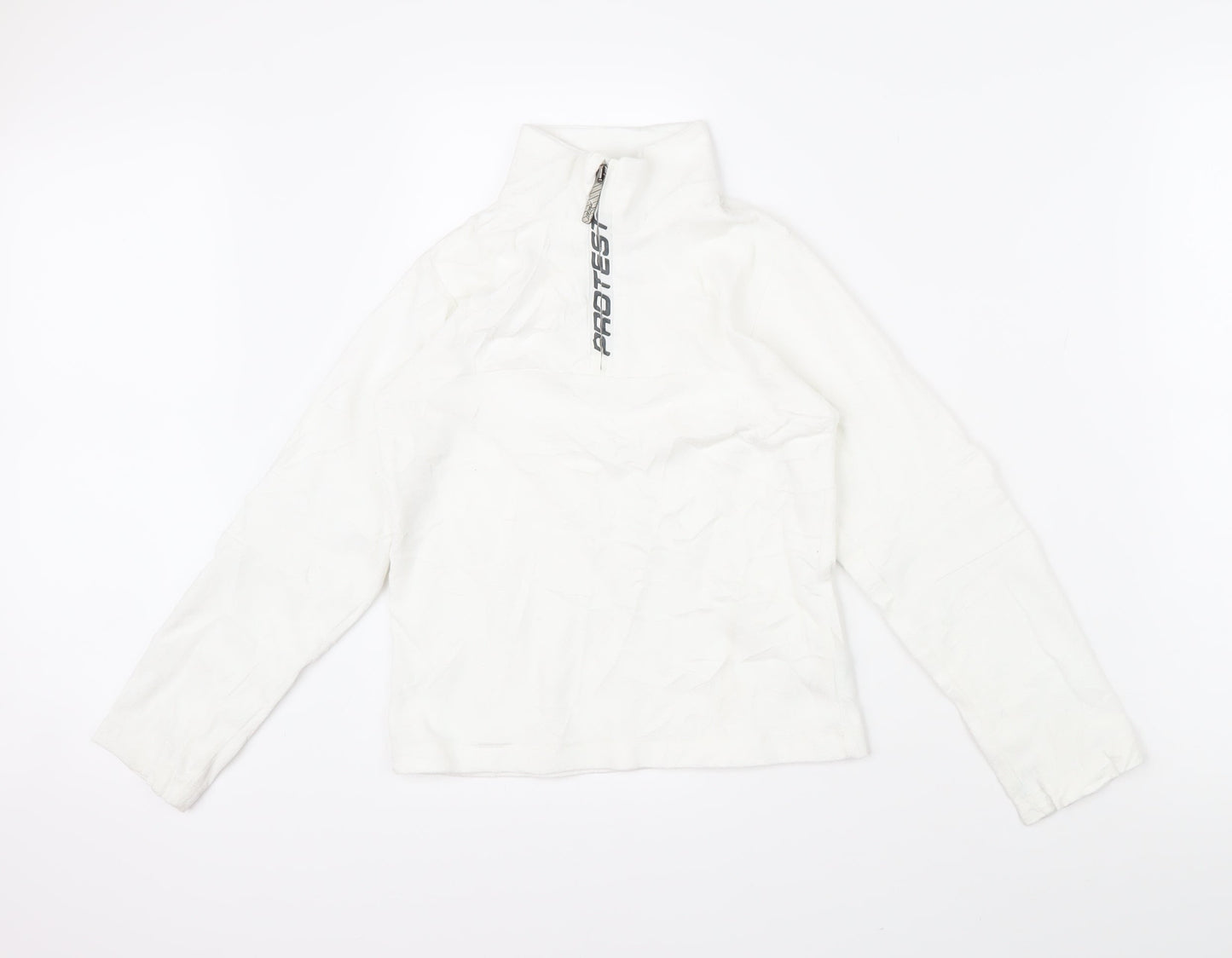 Protest Boys White 100% Polyester Pullover Sweatshirt Size 9-10 Years Zip - Protest logo