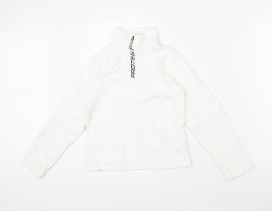 Protest Boys White 100% Polyester Pullover Sweatshirt Size 9-10 Years Zip - Protest logo