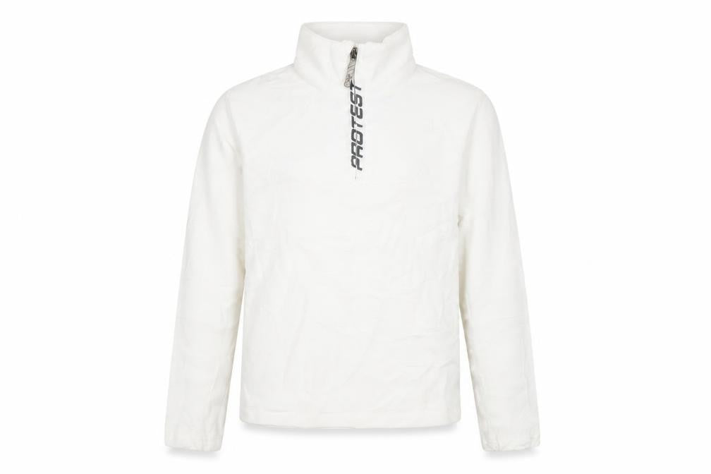 Protest Boys White 100% Polyester Pullover Sweatshirt Size 9-10 Years Zip - Protest logo