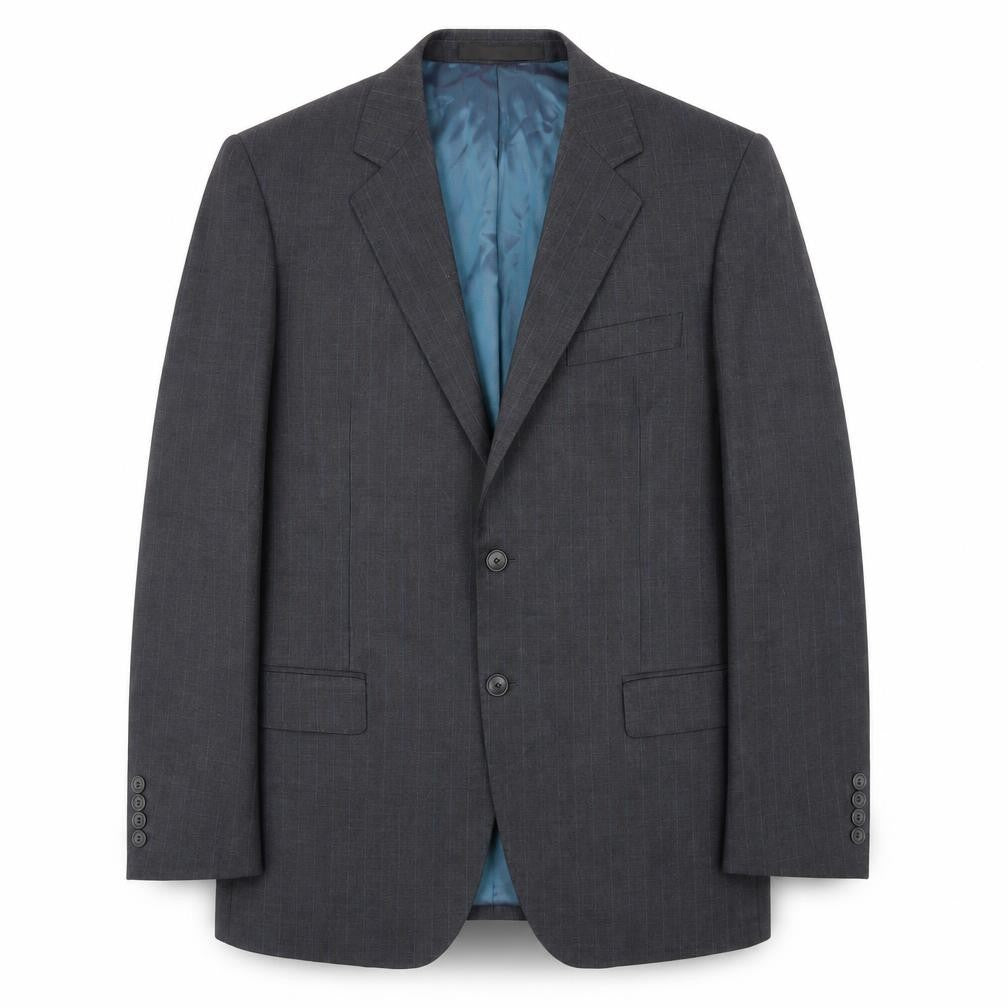 Marks and Spencer Mens Grey Striped Wool Jacket Blazer Size M Regular