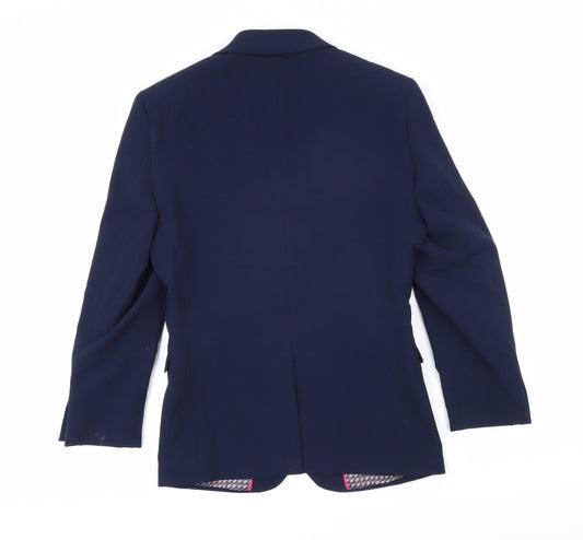 OneSix5ive Mens Blue Polyester Jacket Blazer Size 34 Regular
