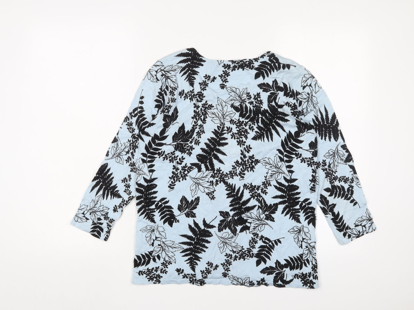 M&Co Womens Blue Crew Neck Floral Acrylic Pullover Jumper Size 12 - Buttons