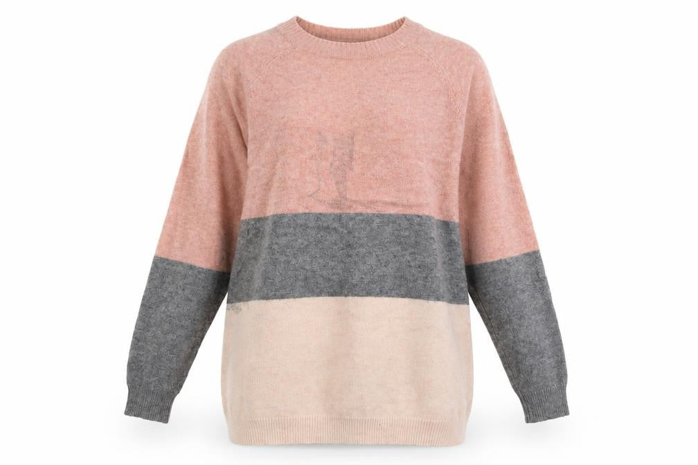 Front view of Only women’s multicoloured crew neck striped viscose jumper, size S