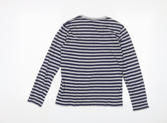 United Colors of Benetton Boys Gold Striped Cotton Basic Casual Size 11-12 Years Crew Neck Pullover - Logo, Embroidered