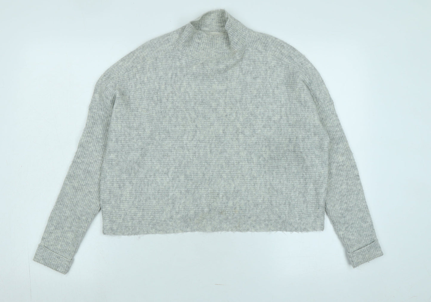 Miss Selfridge Womens Grey Mock Neck Polyester Pullover Jumper Size 6