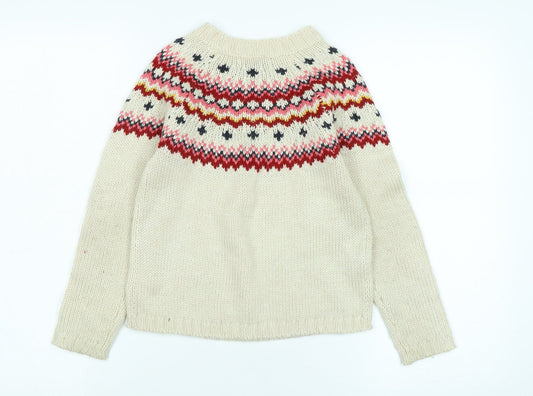 abcd'R Girls Multicoloured Crew Neck Fair Isle Polyamide Pullover Jumper Size 9-10 Years