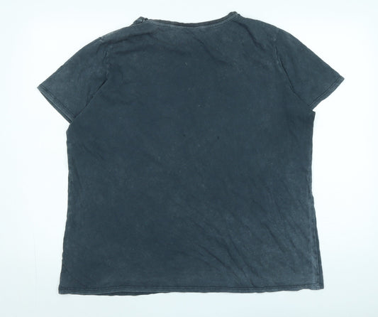 Disney Womens Grey Cotton Basic T-Shirt Size 2XL Crew Neck - Logo - Walt Disney Micky
