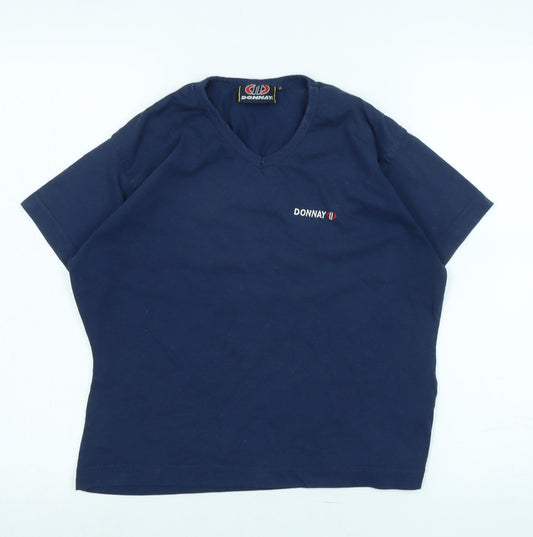 Donnay Womens Blue Cotton Basic T-Shirt Size 14 V-Neck - Logo
