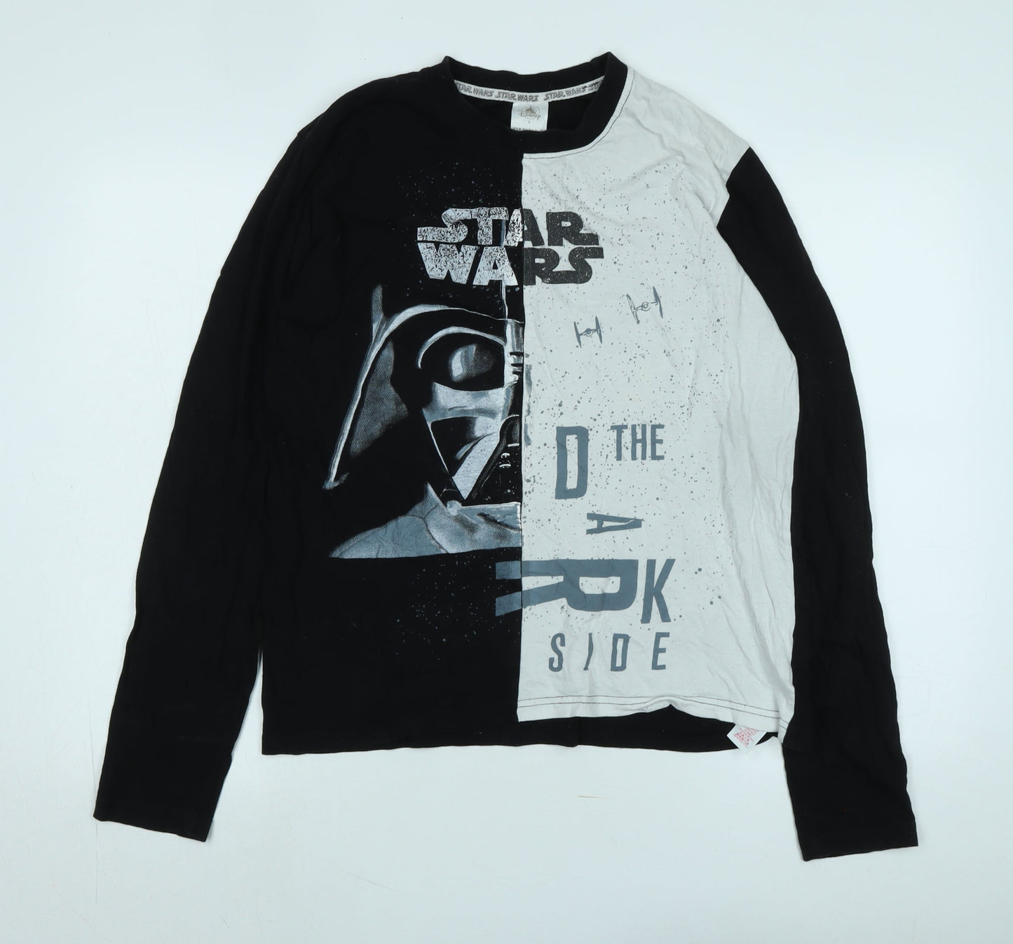 Disney Mens Black Cotton T-Shirt Size S Crew Neck - Logo