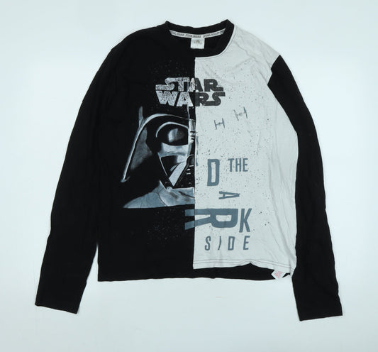 Disney Mens Black Cotton T-Shirt Size S Crew Neck - Logo