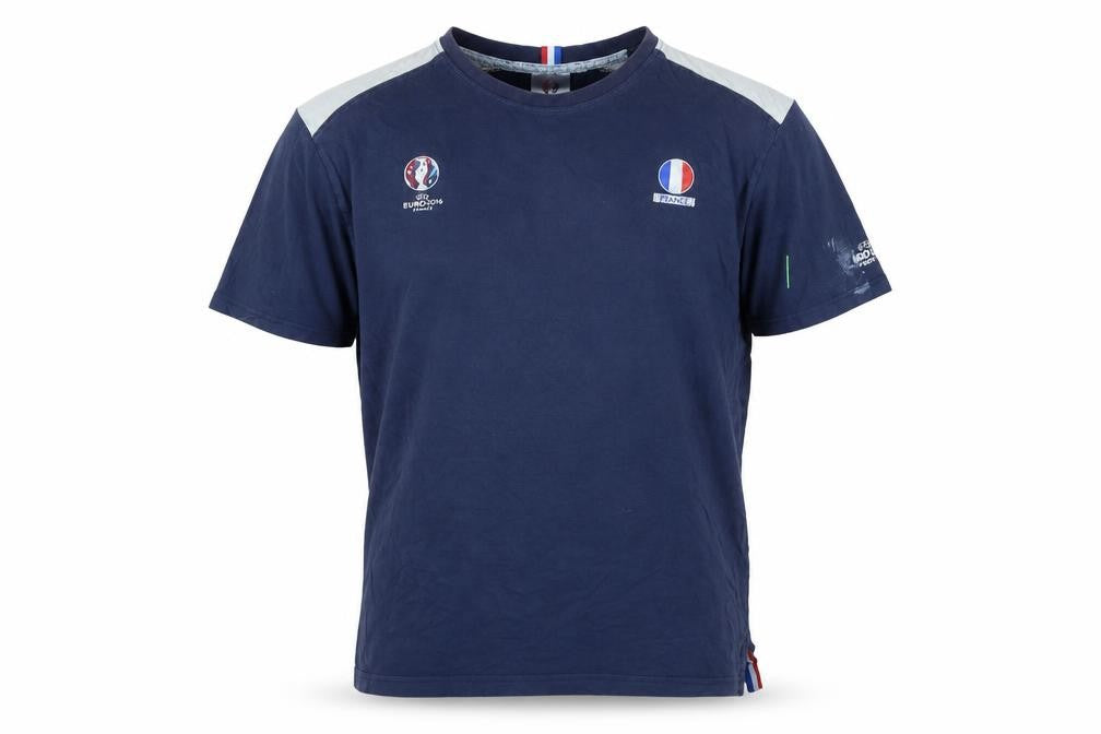 Front view of Euro 2016 men’s blue cotton t-shirt, size XL, crew neck - uefa france