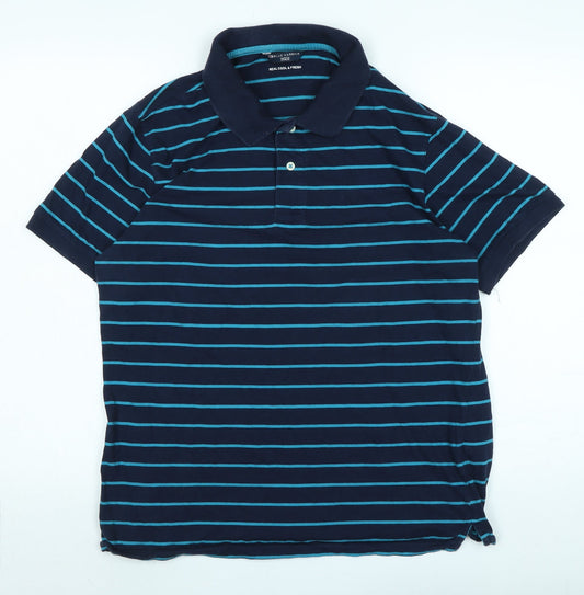 Blue Harbour Mens Blue Cotton Polo Size M Collared - Logo