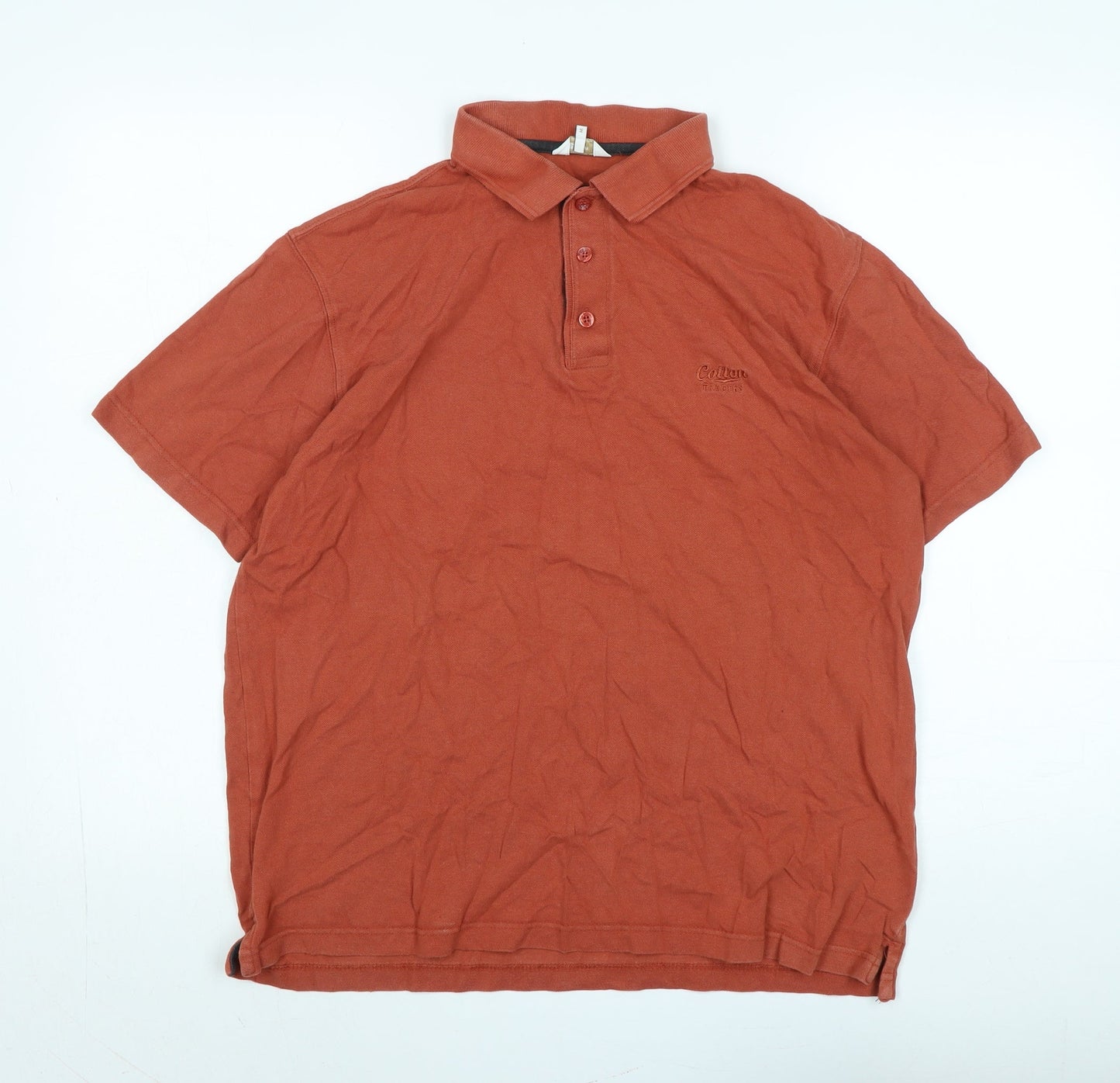Cotton Traders Mens Brown Cotton Polo Size M Collared Button - Logo