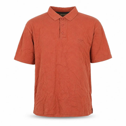 Cotton Traders Mens Brown Cotton Polo Size M Collared Button - Logo