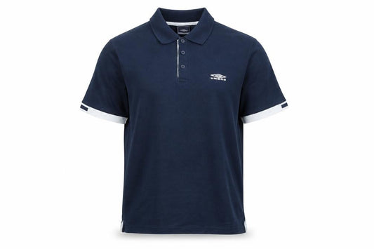 Umbro Mens Blue Cotton Polo Size L Collared - Logo