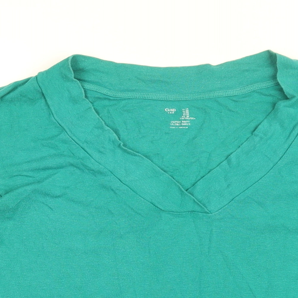 Gap Womens Green Cotton Basic T-Shirt Size M V-Neck