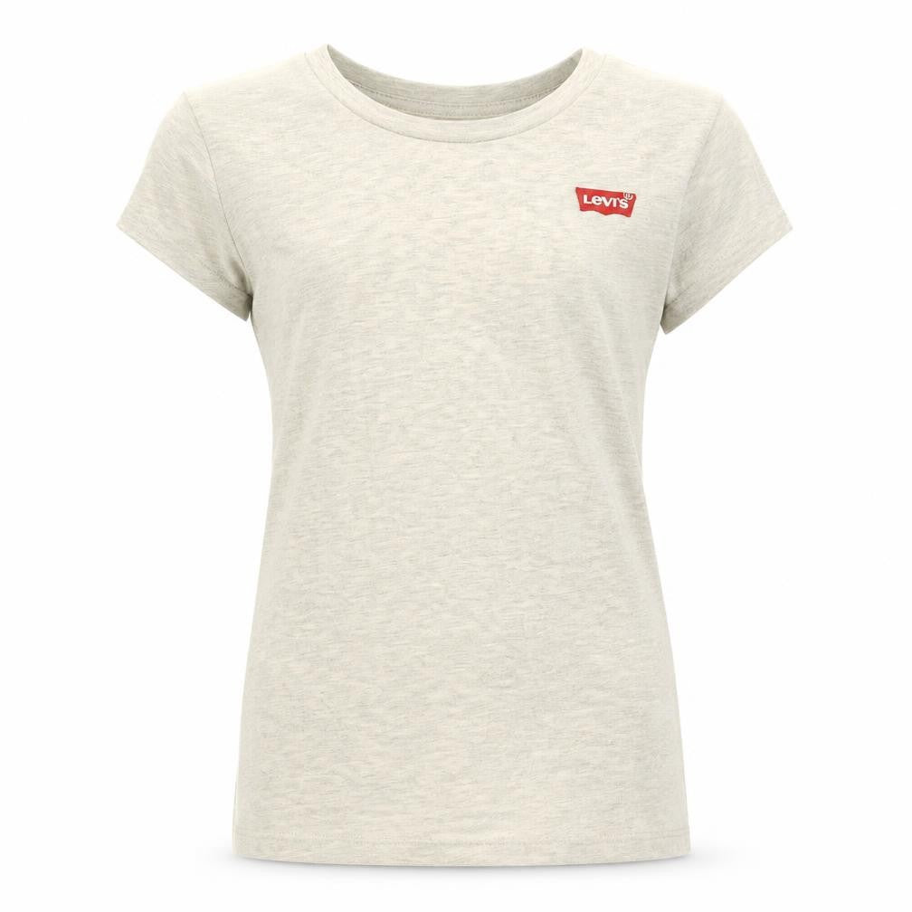 Front view of Levi's girls’ grey cotton basic t-shirt, size 14, years round neck pullover