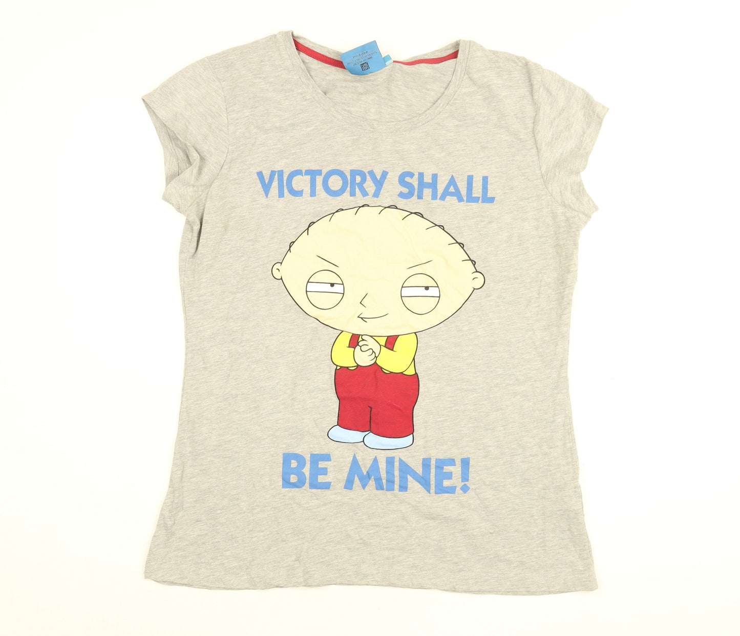 Family Guy Womens Grey Cotton Basic T-Shirt Size 20 Round Neck - Victory Shall Be Mine!