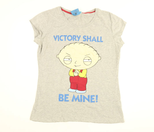 Family Guy Womens Grey Cotton Basic T-Shirt Size 20 Round Neck - Victory Shall Be Mine!