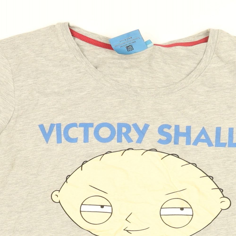 Family Guy Womens Grey Cotton Basic T-Shirt Size 20 Round Neck - Victory Shall Be Mine!