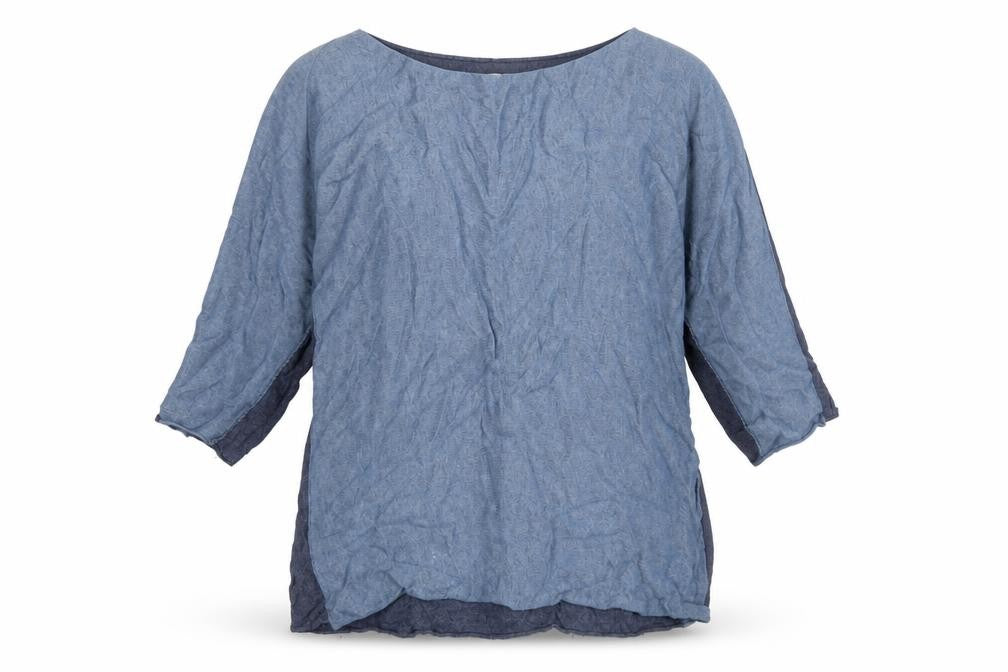Collezione Gaia Womens Blue Wool Basic T-Shirt Size S Boat Neck