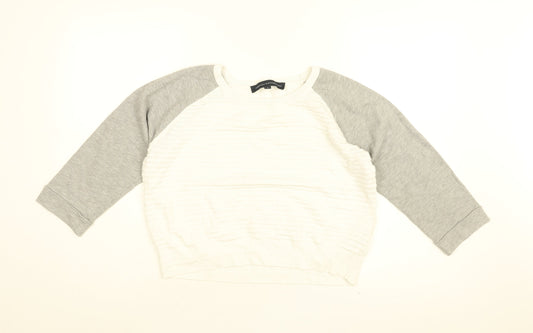 French Connection Womens White Cotton Basic T-Shirt Size S Round Neck