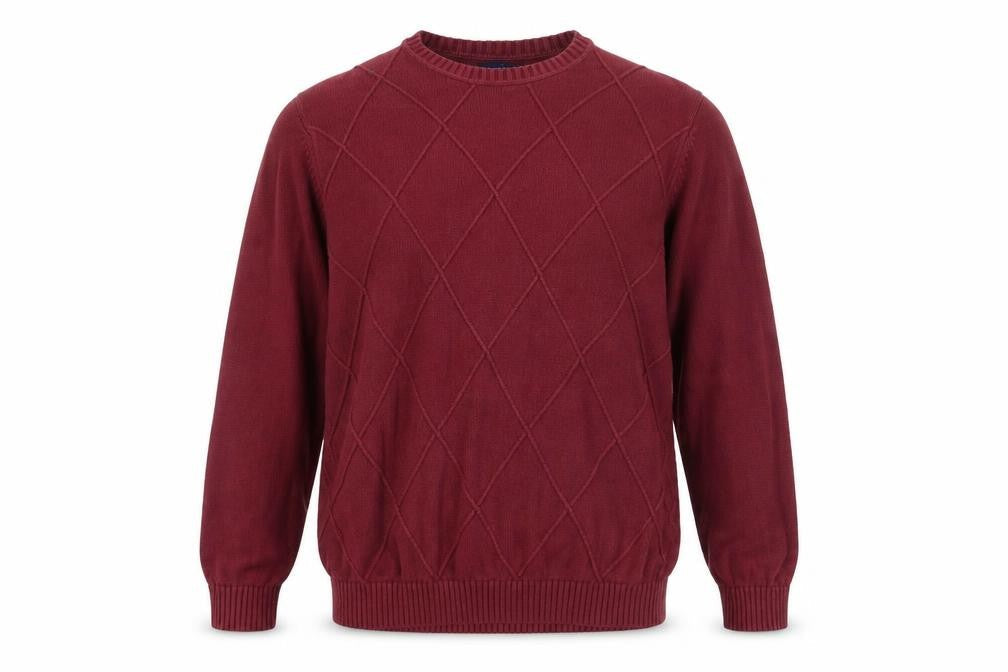 Atlantic Bay Red Argyle Knit Cotton Pullover L