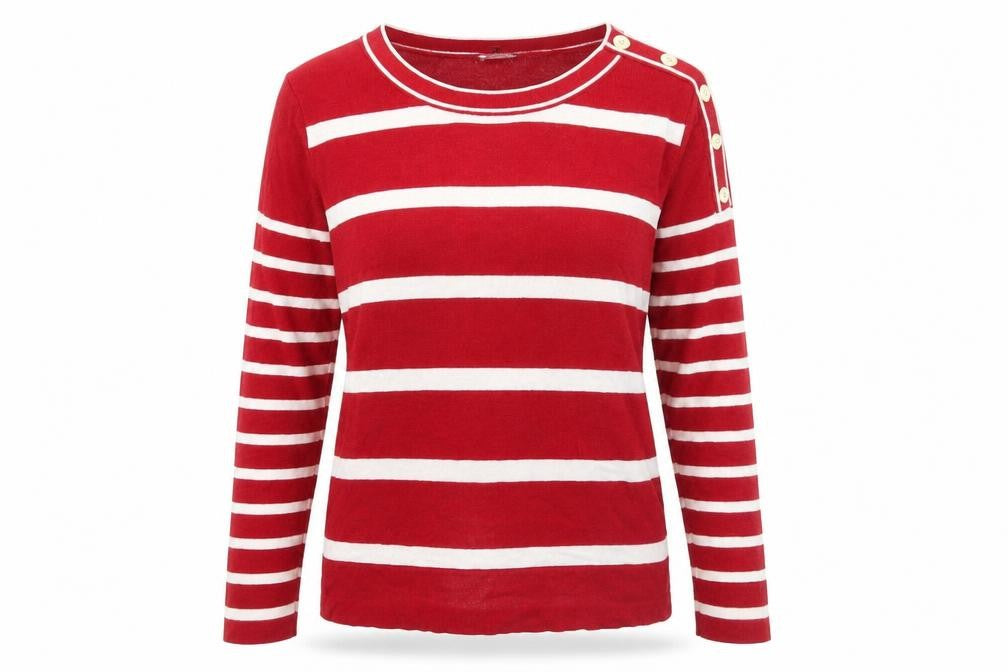 Carroll Reed Red Striped Pullover Jumper