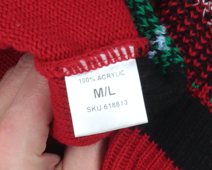Pura Moda Red Christmas Jumper M Pullover V-Neck