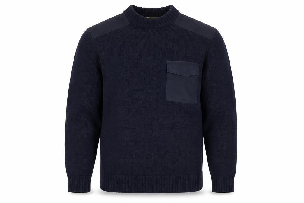 Front view of Workwear Black jumper, size S, Crew Neck