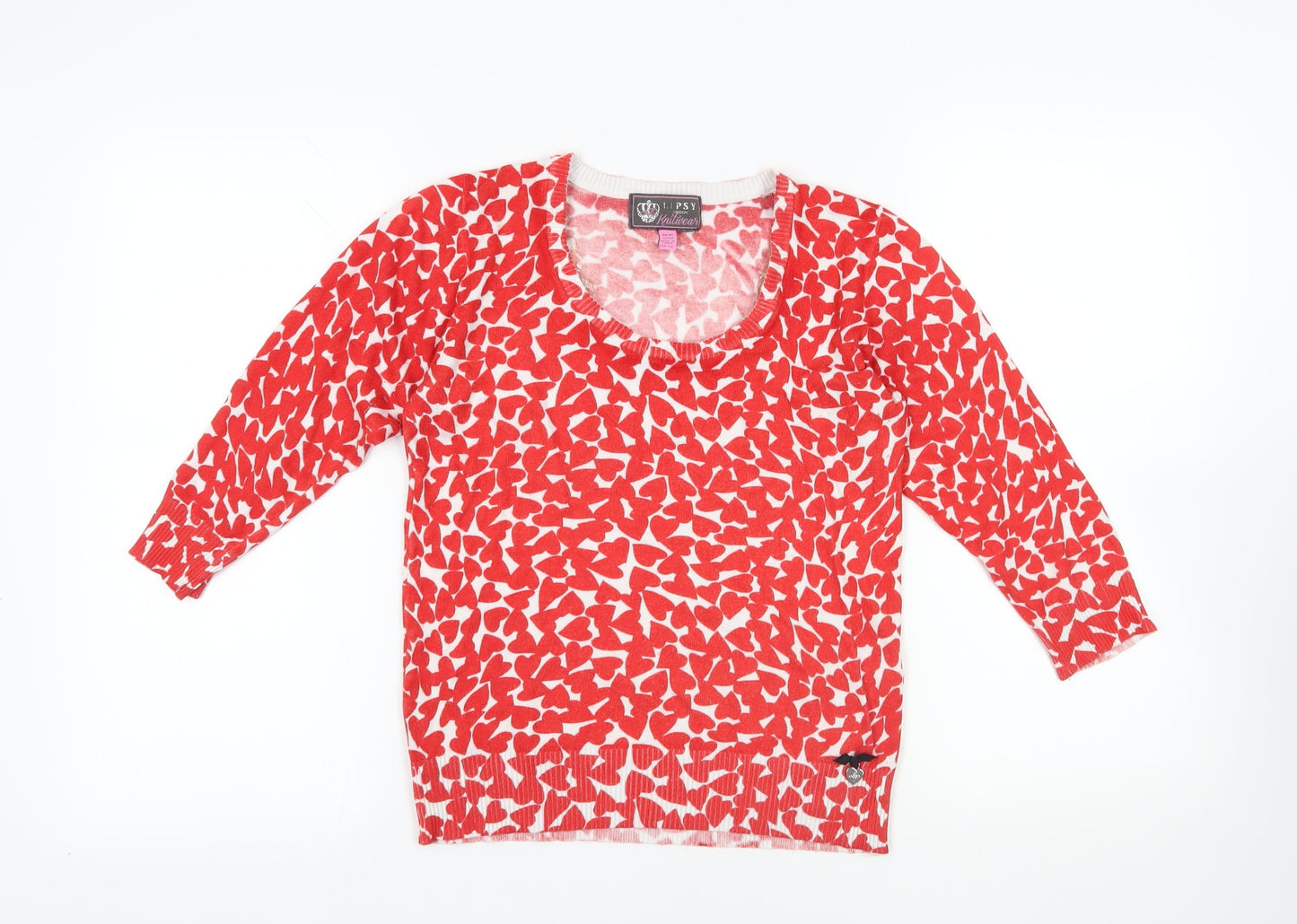 Lipsy Red Animal Print Pullover Jumper Size 14