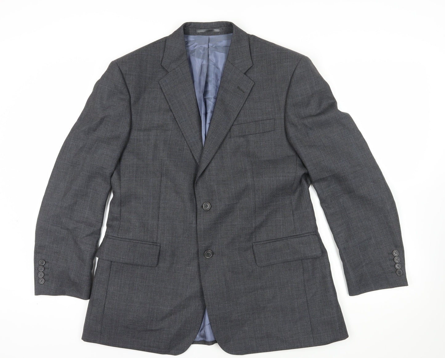 Berwin & Berwin Grey Wool Blazer, Size M, Two-Button