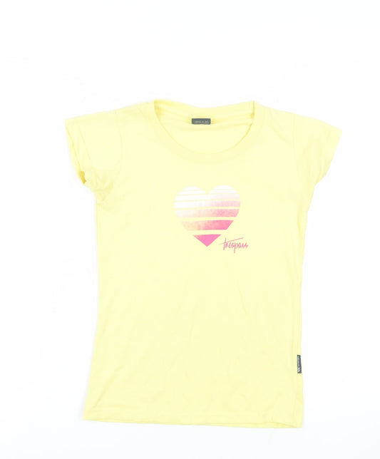 Trespass Yellow Heart Print T-Shirt, Size S