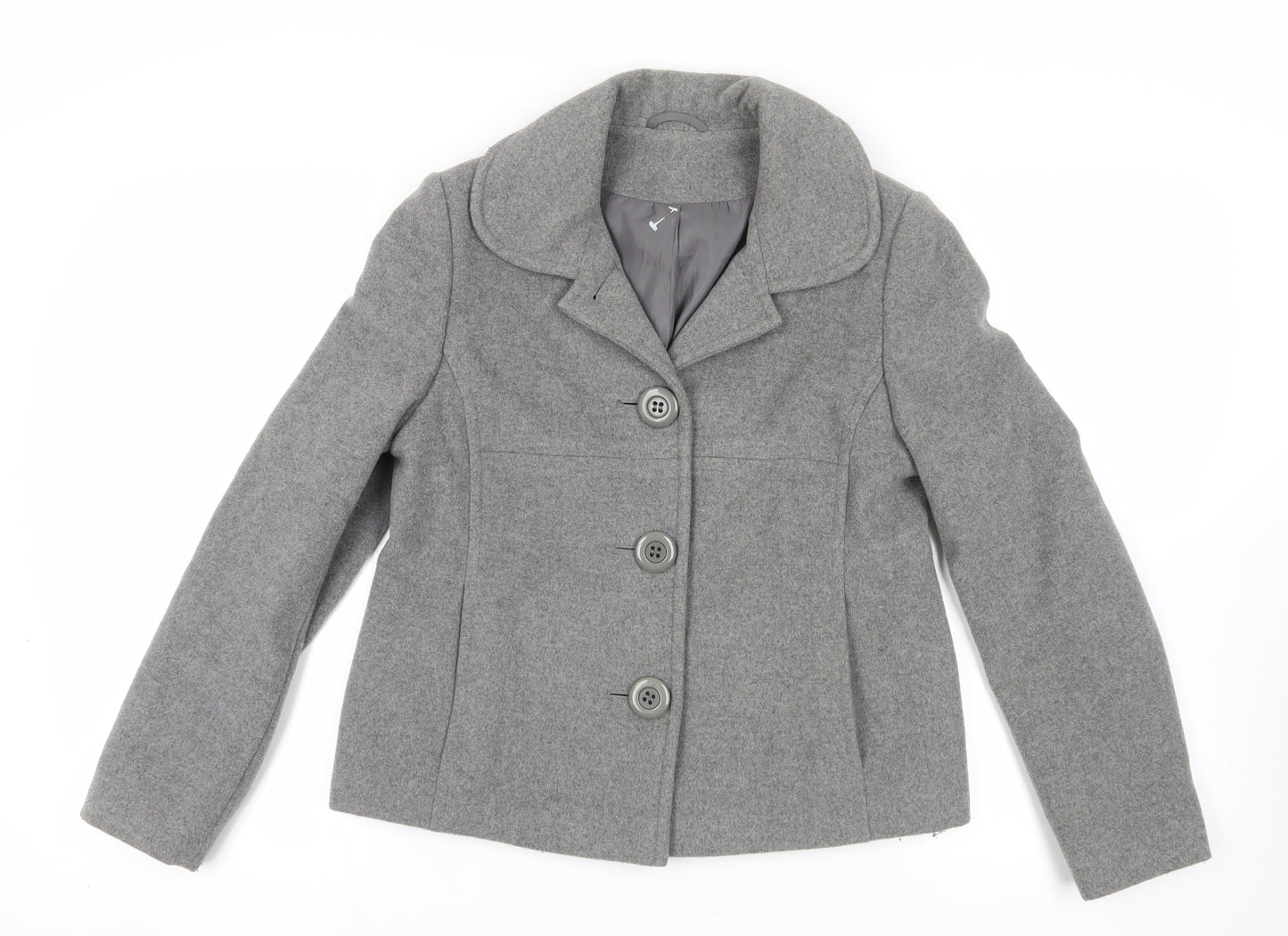 Dorothy Perkins Grey Buttoned Wool Jacket Size 12