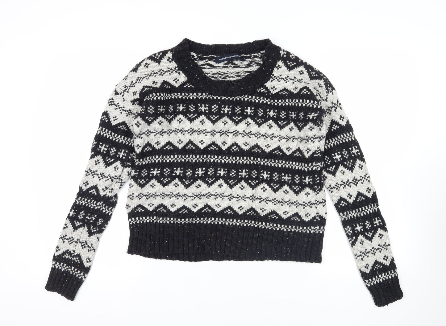 French Connection Black Fair Isle Knit Jumper - Medium