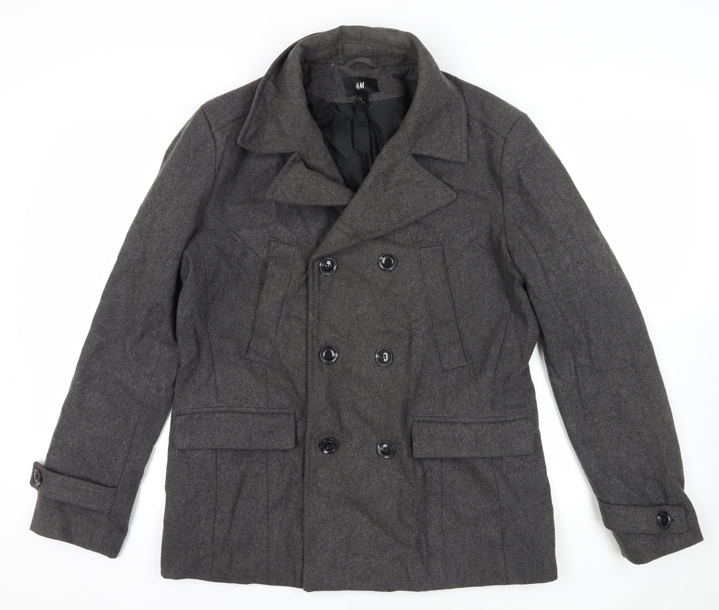H&M Grey Wool Blend Pea Coat Size 26