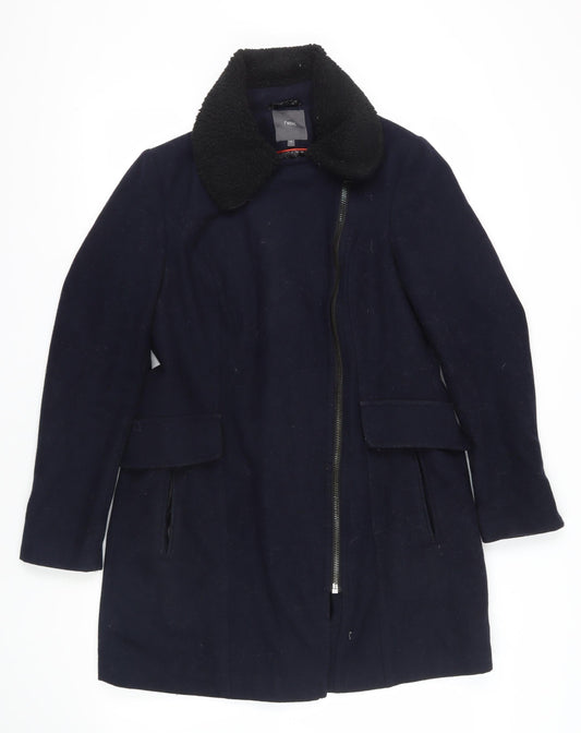 Next Black Wool Overcoat, Size 14, Casual Zip