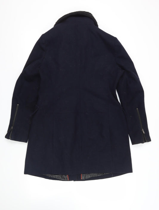 Next Black Wool Overcoat, Size 14, Casual Zip