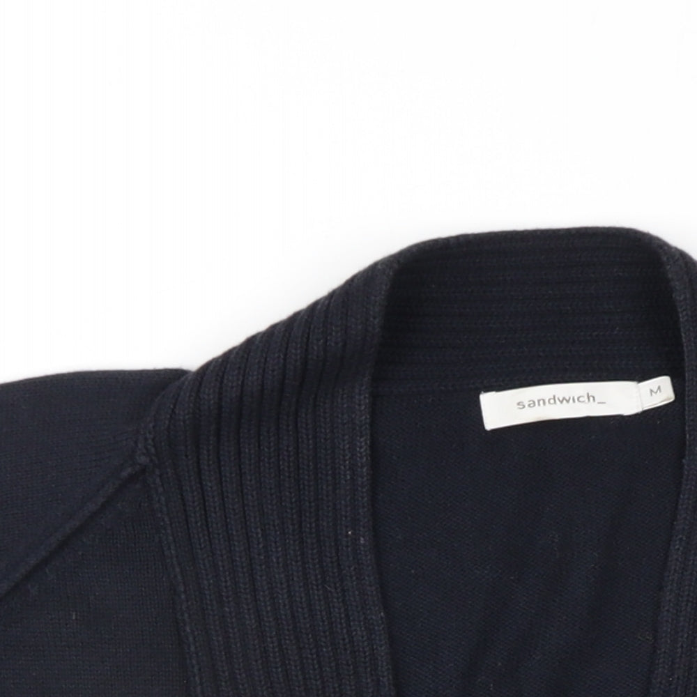 Sandwich Womens Black V-Neck Cotton Pullover Jumper Size M